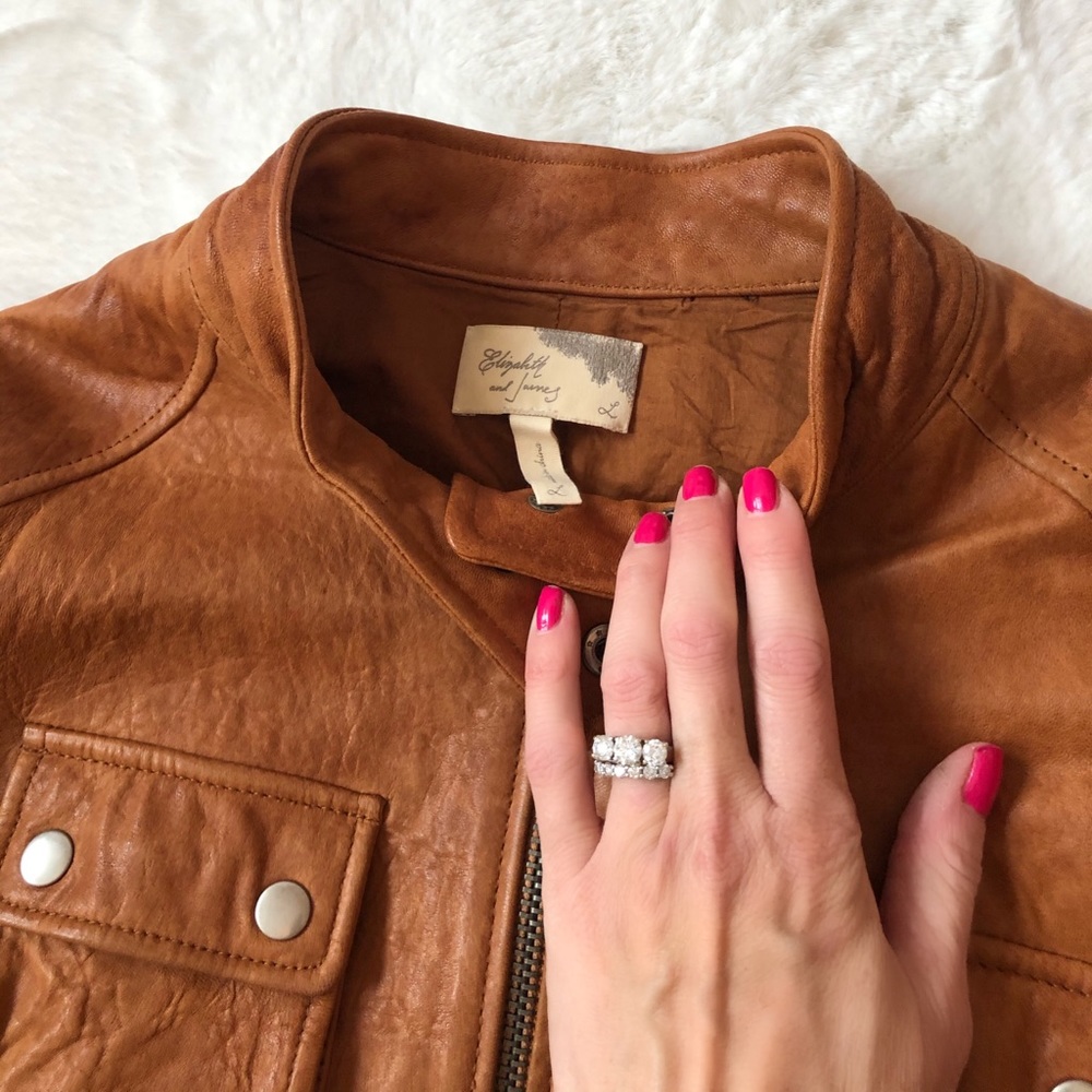 Elizabeth & James Leather Bomber Jacket - Picture 4 of 7